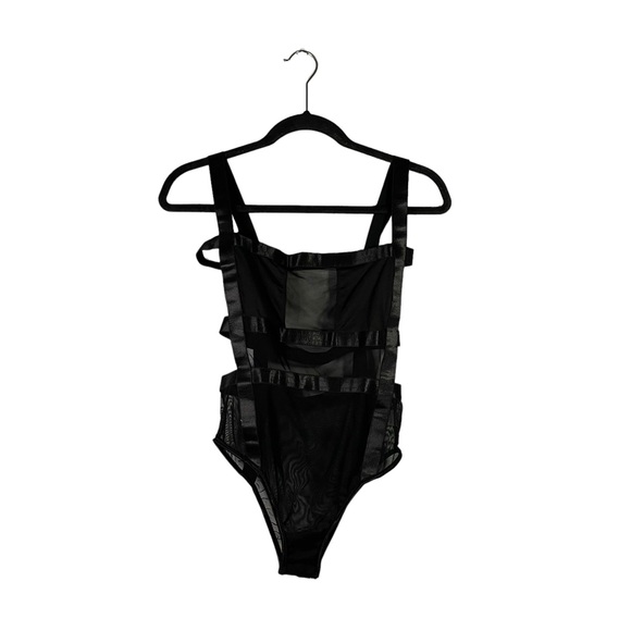 Tops - Women’s Black Contemporary Sleeveless Casual Mesh Bodysuit